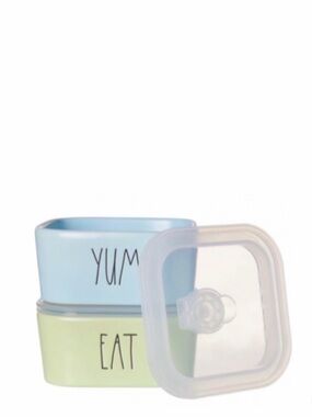NEW Rae Dunn Pastel Eat & Yum Bowl With Lid Food Storage Container